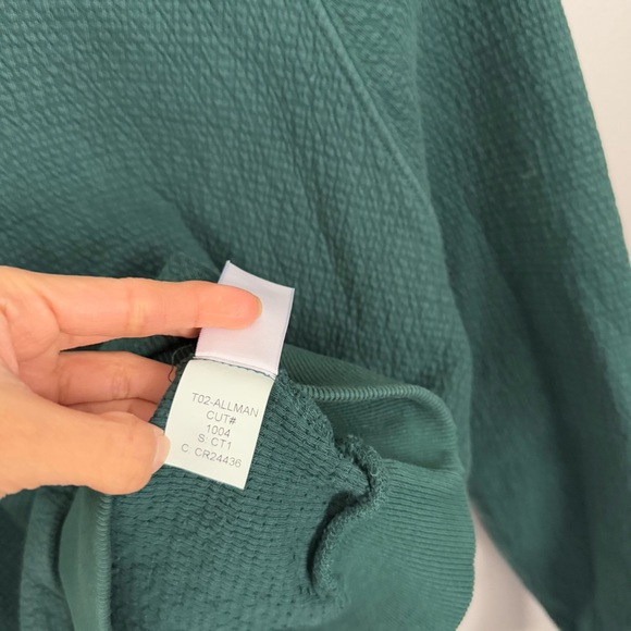 perfectwhitetee XS Thom French Fleece Shrunken Pullover Crew Neck Evergreen - Picture 3 of 6